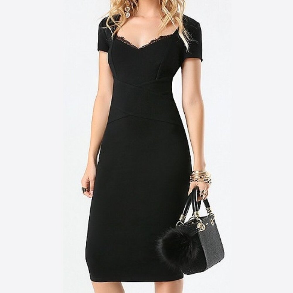 Bebe black Ponte midi dress